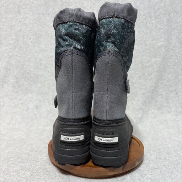 Columbia Kids Boots Size 4 Powderbug Winter Snow Green Gray Waterproof - Picture 4 of 10